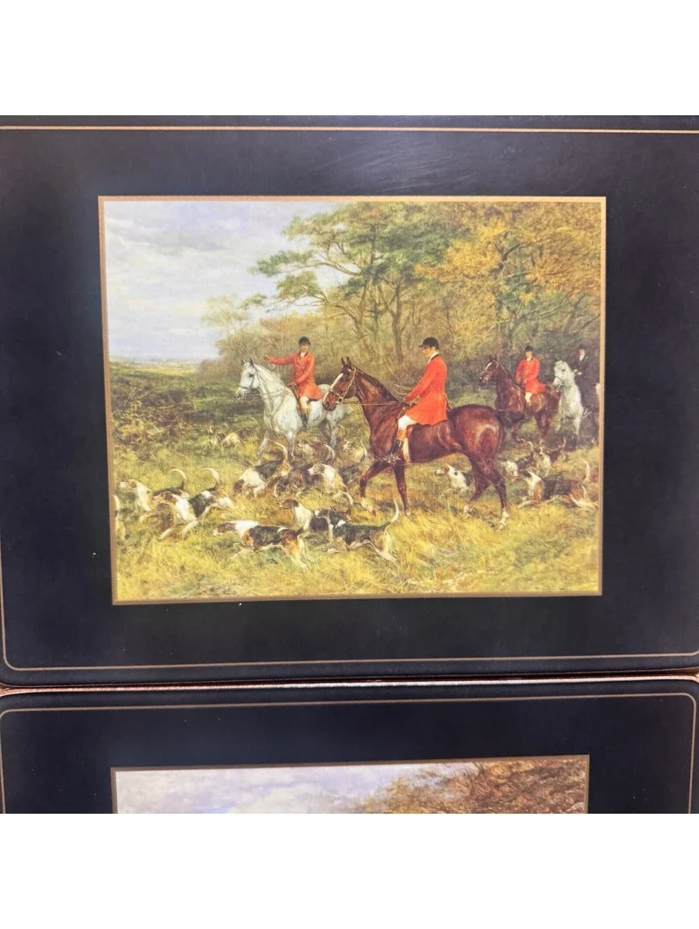 Vintage Pimpernel Fox Hunting Scene Placemats Set of 4 Cork Back England w/ Box